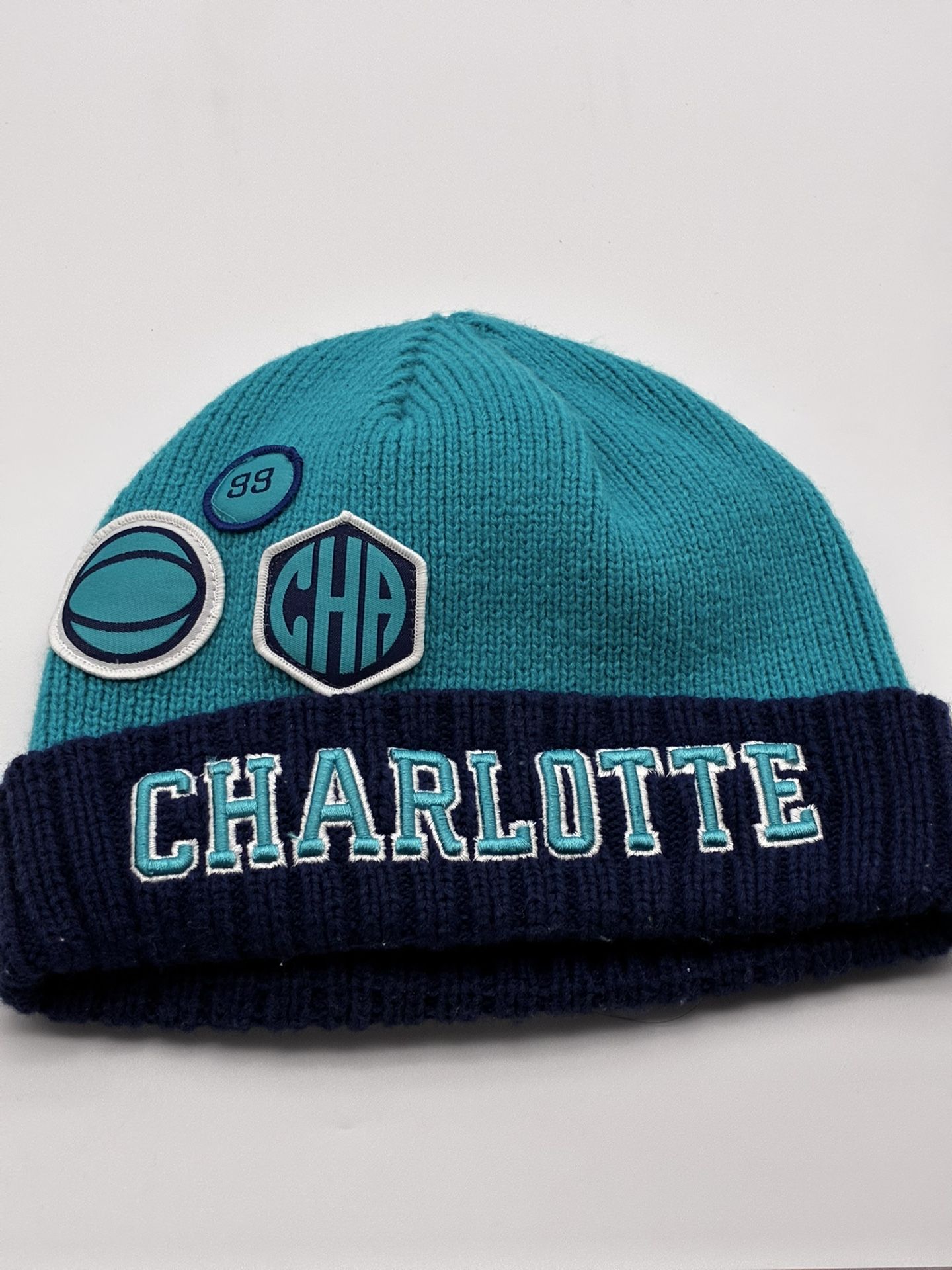 Charlotte Hornets NBA Beanie Hat Teal & Navy – Embroidered Patches – Adult Size
