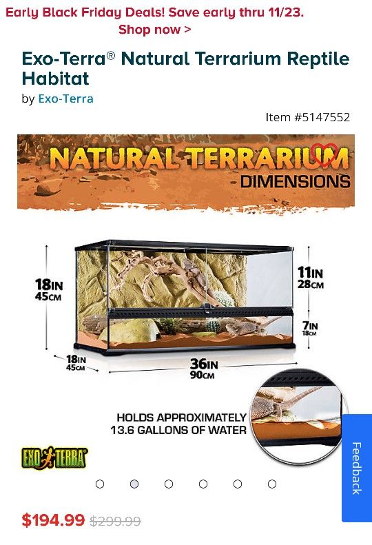 Exo Terra Front Opening Large Terrarium/ Reptile Hides Decor for Sale