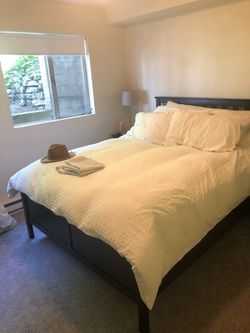 IKEA Queen Bed Frame + Mattress + 4” Memory Foam Topper