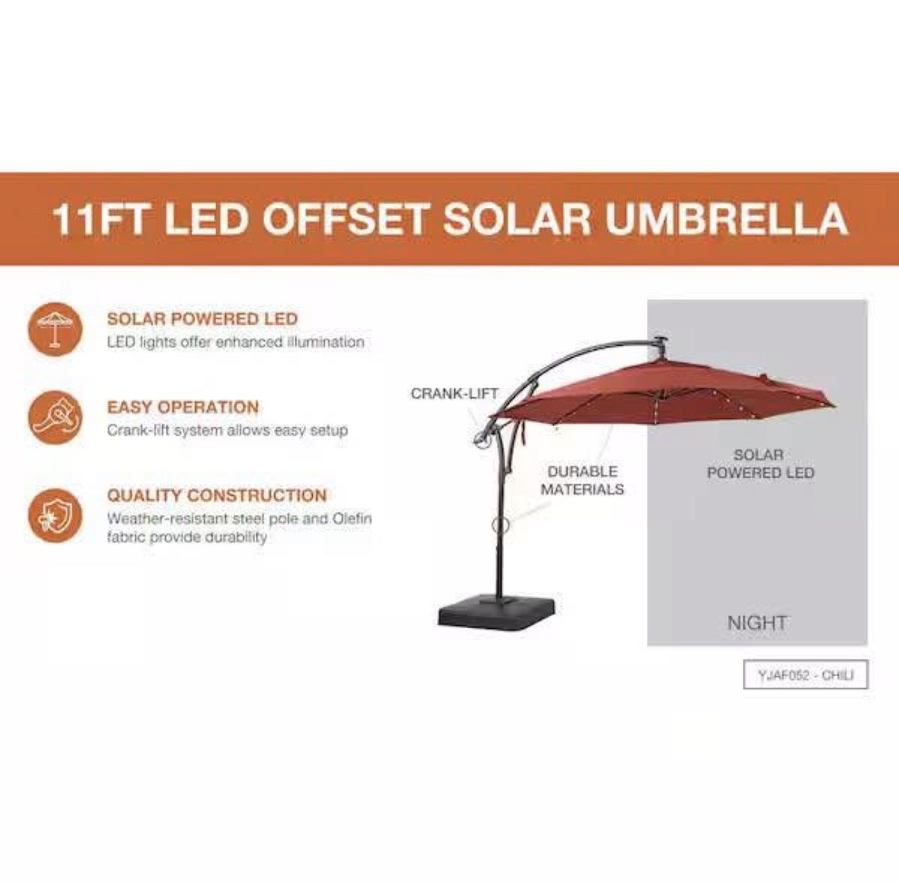 chili red patio umbrella 9ft Motorized Market with Remote & Optional Base, 9FT(Base Not Included) / Beige base is not included. LIVOOSUN LED Patio Umbrella, Solar