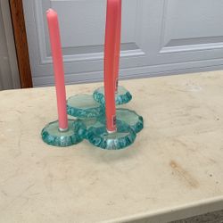Stephen Schlansert chip tiered, glass sculpture candle holder