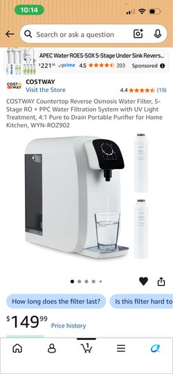 Counter top reverse osmosis water filter system