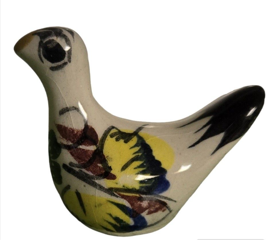 miniature Mexican pottery tonala bird 1"