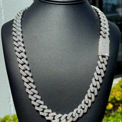 Jewelry 14k solid white gold new style Cuban link 45ct diamond chain iced out necklace prong set Bussdown 24.5” 17.00mm 372.50gr