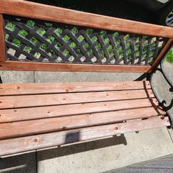 Vintage Cast Iron Wood Slatted Garden Bench