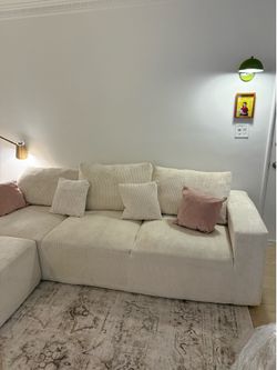 Soft Off-White Couch & Ottoman - Make me an offer