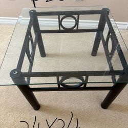 Glass top Side Table 24x24 