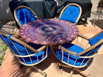 43” Patio table with 4 swivel/rocking chairs