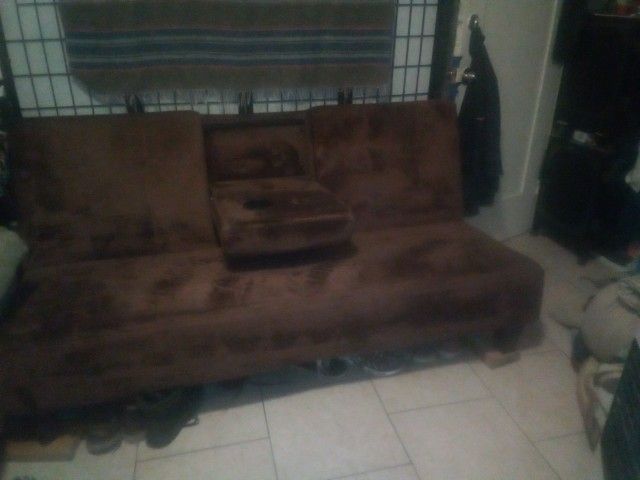 Futon In Good Condition Falls Into Bed With Armrest As Well