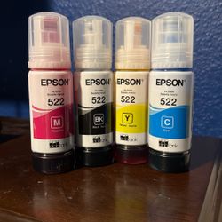 Epson-522 Ink : Black, Yellow, Magenta, Cyan 