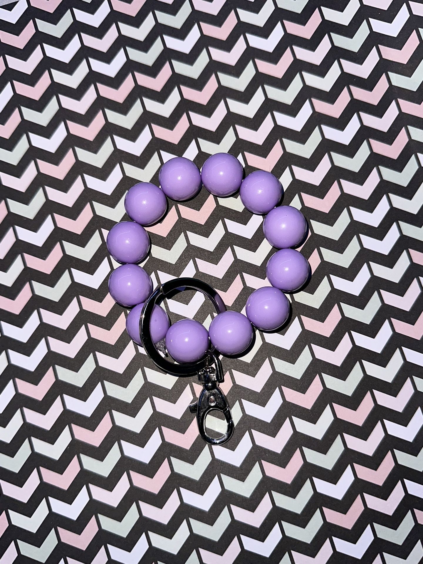 Beaded Keychain Bracelet - Purple Bubblegum 