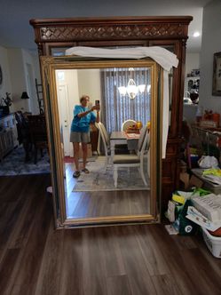 Large Floor Mirror with Gold Ornate Frame