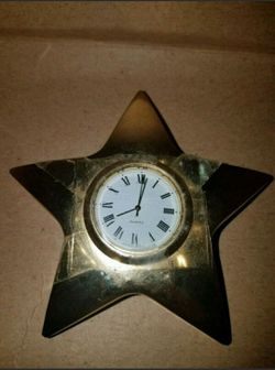 4" Brass Star Clock/Paperweight