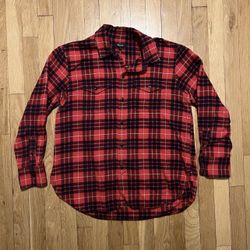 Madewell Womens Shirt Small Red Black Flannel Plaid Long Sleeve Outdoor
