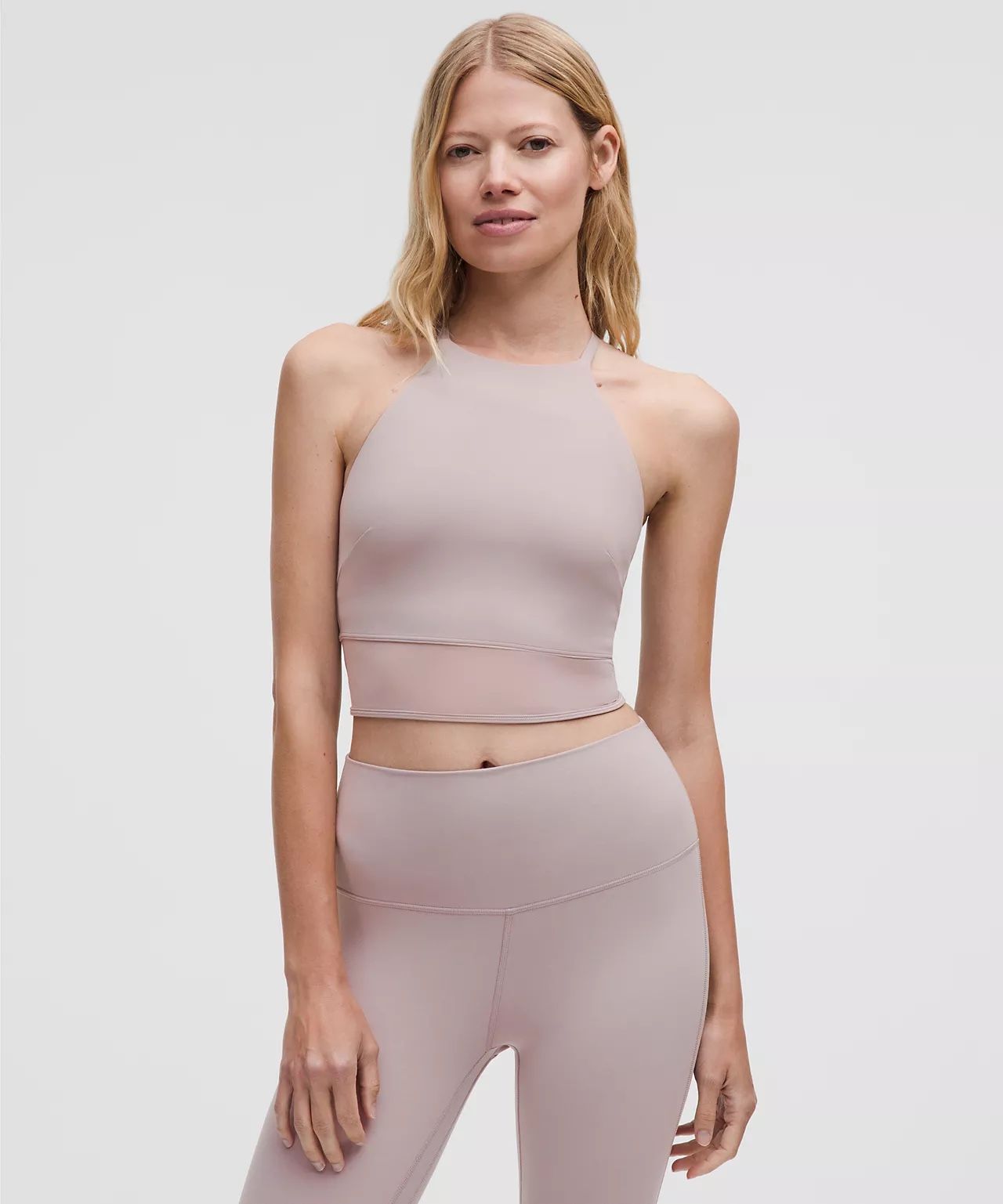 Lululemon Nulu High-Neck Mesh-Hem Tank MUGR Mauve Gray