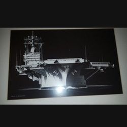 Framed military art print of aircraft carrier