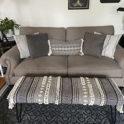 Moroccan Style Upholstered Bench & Throw Pillow