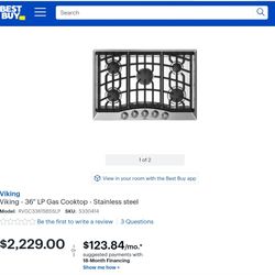 Viking - 36" LP Gas Cooktop - Stainless steel

Model:RVGC33615BSSLP

