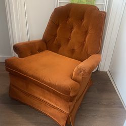 Orange Tufted Velvet Lounge Chair