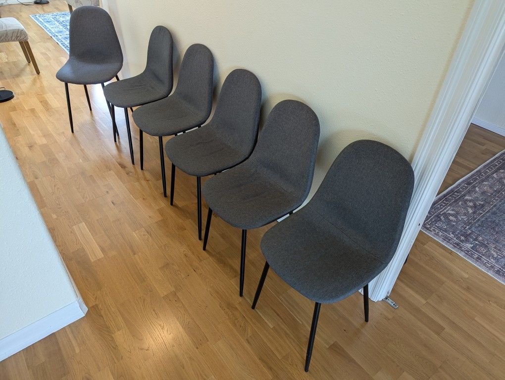 REDUCED Set Of 6 Dinner Chairs - Neutral Gray Modern - Great Condition