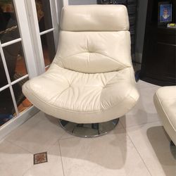 White Leather Accent Chair