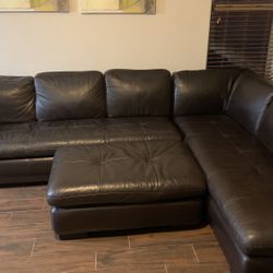Sectional Black Leather Couch