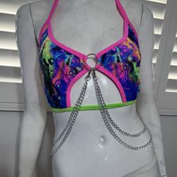 New 3x neon pink psychedelic halter top shirt festival rave raver outfit trippy Hippy  Bundle deals available please check out my other items and foll