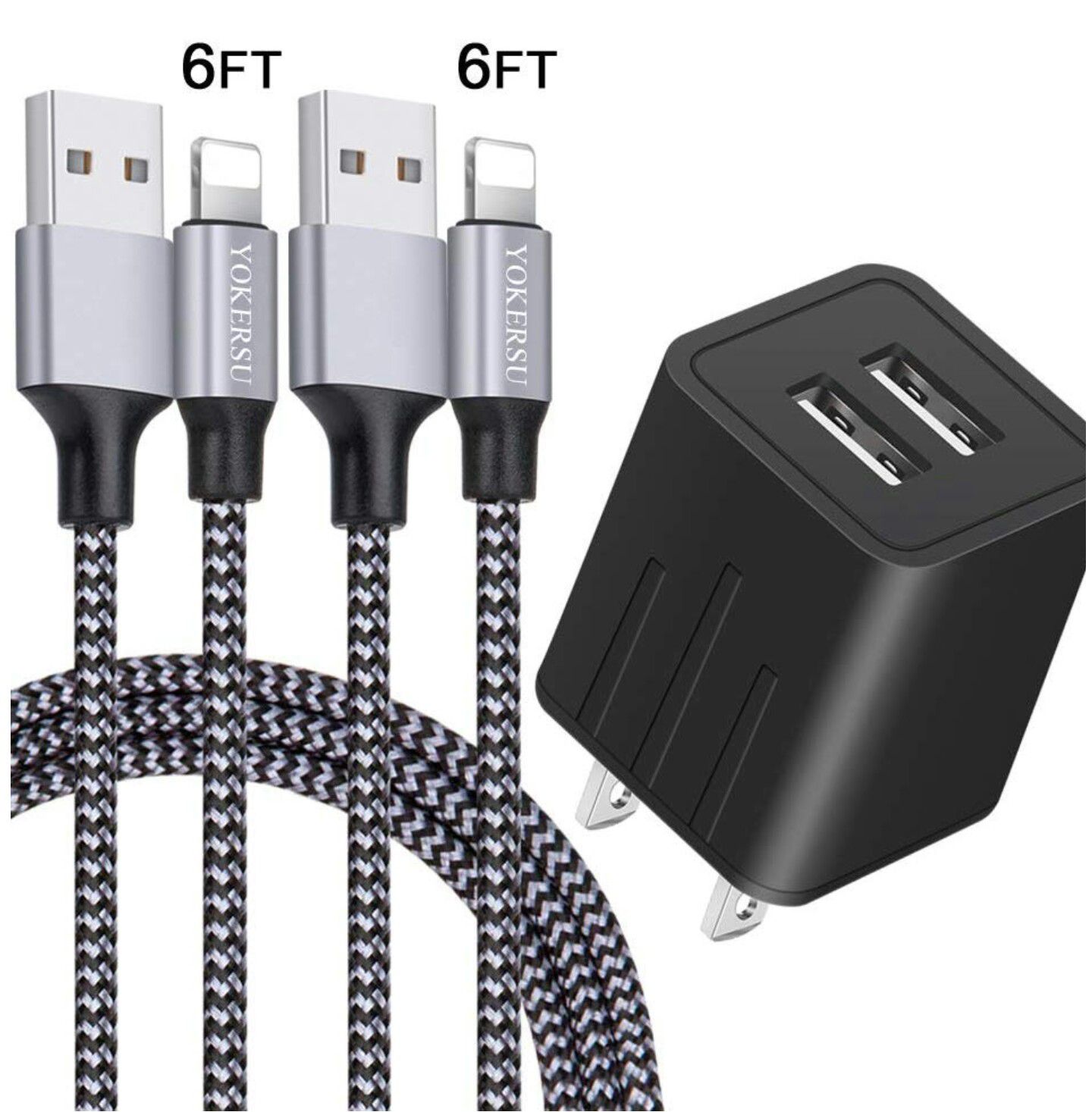 iPhone Charger Nylon Braided Lightning Cable Fast Charging 2Pack 6FT
