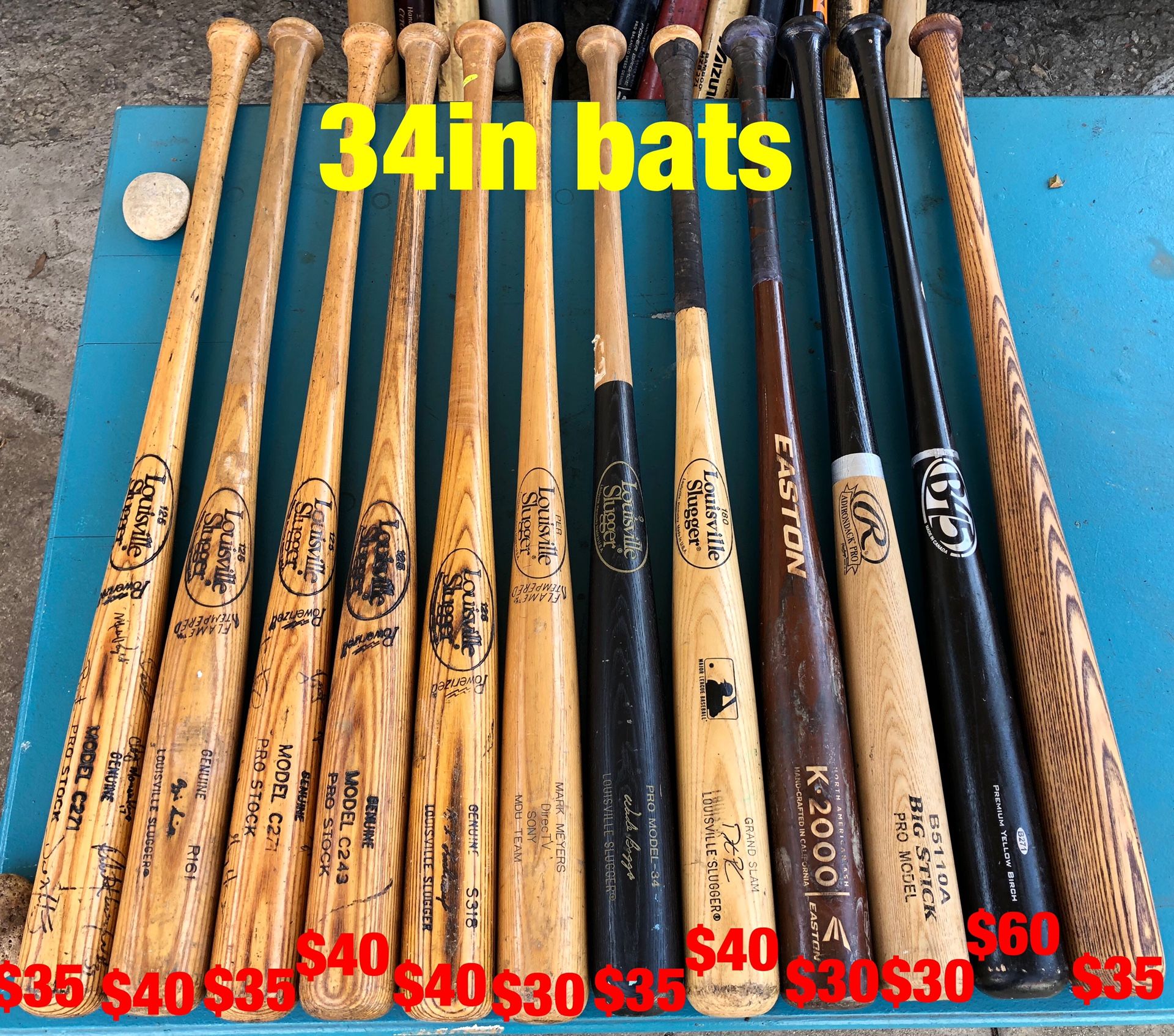 Baseball wood bats Louisville slugger easton Rawlings demarini mizuno gloves