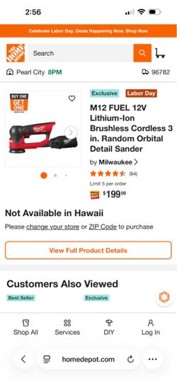 Milwaukee M12 FUEL 12V Cordless Random Orbital Detail Sander