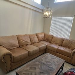 Large Faux Leather Sectional Sofa Couch