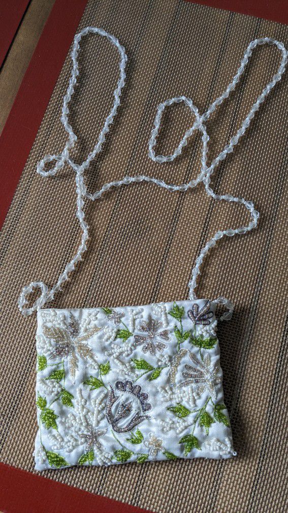 Beautiful Moyna Beaded And Embroidered Cross Body Small Purse 