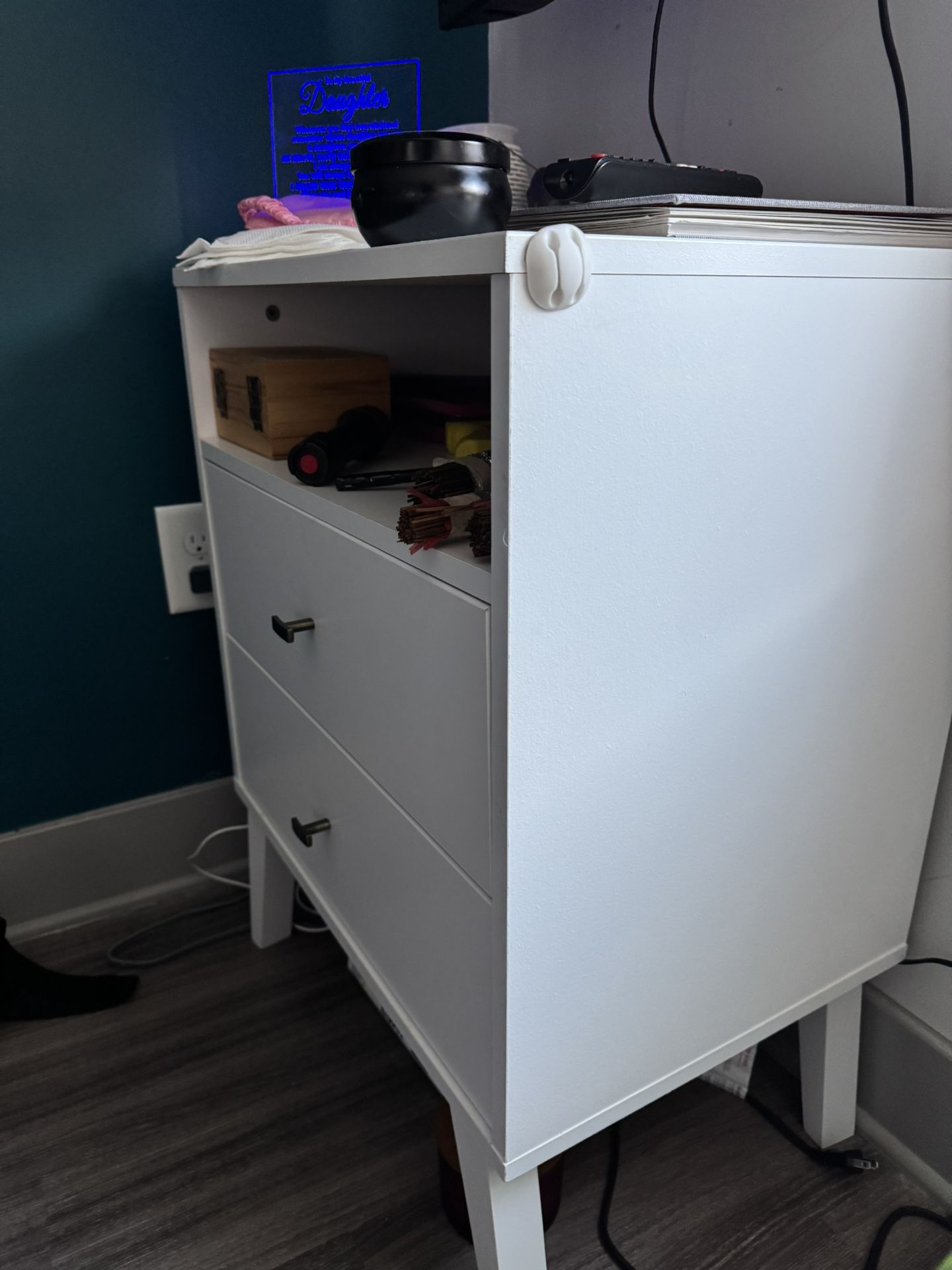 White Storage Nightstand