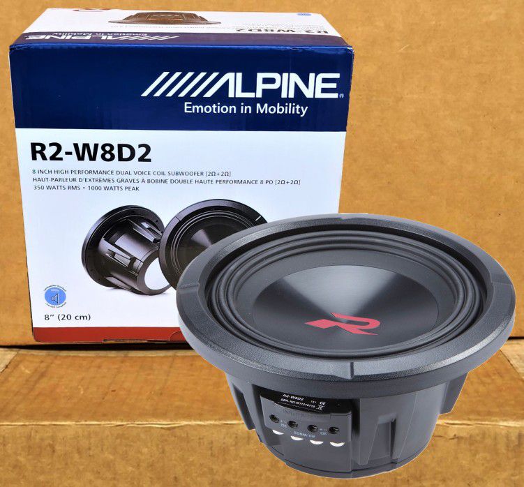 🚨 No Credit Needed 🚨 Alpine R2-W8D2 Bass Speaker 8" Dual Voice Coil Subwoofer 1000 Watts 🚨 Payment Options Available 🚨 