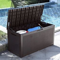 OUTDOOR DECK BOX LARGE SIZE 100 GALLON WATERPROOF AND LOCKABLE BRAND NEW IN BOX!!!