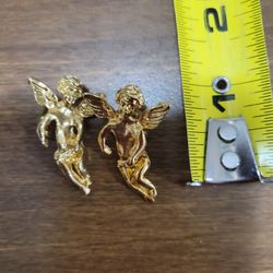 Lot of 2 - Gold Tone Religious Cherub Pins