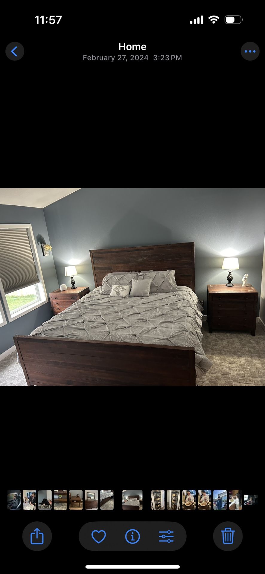 Solid Wood King Size Bed Set