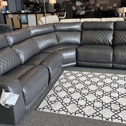 AP🎉 Charcoal 5 Piece Power Reclining Sectional// Fast Delivery & Financing 