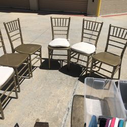 6 Gold Plastic Event Chairs All Come W Cushions