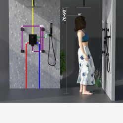 Rain Shower System with Body Jets, 12" Ceiling Rain Shower, All Metal Multiple Shower Head System YLF- 14B $80