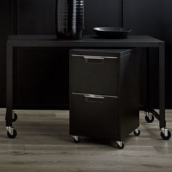 CB2 Go Kart Black Metal Rolling Desk