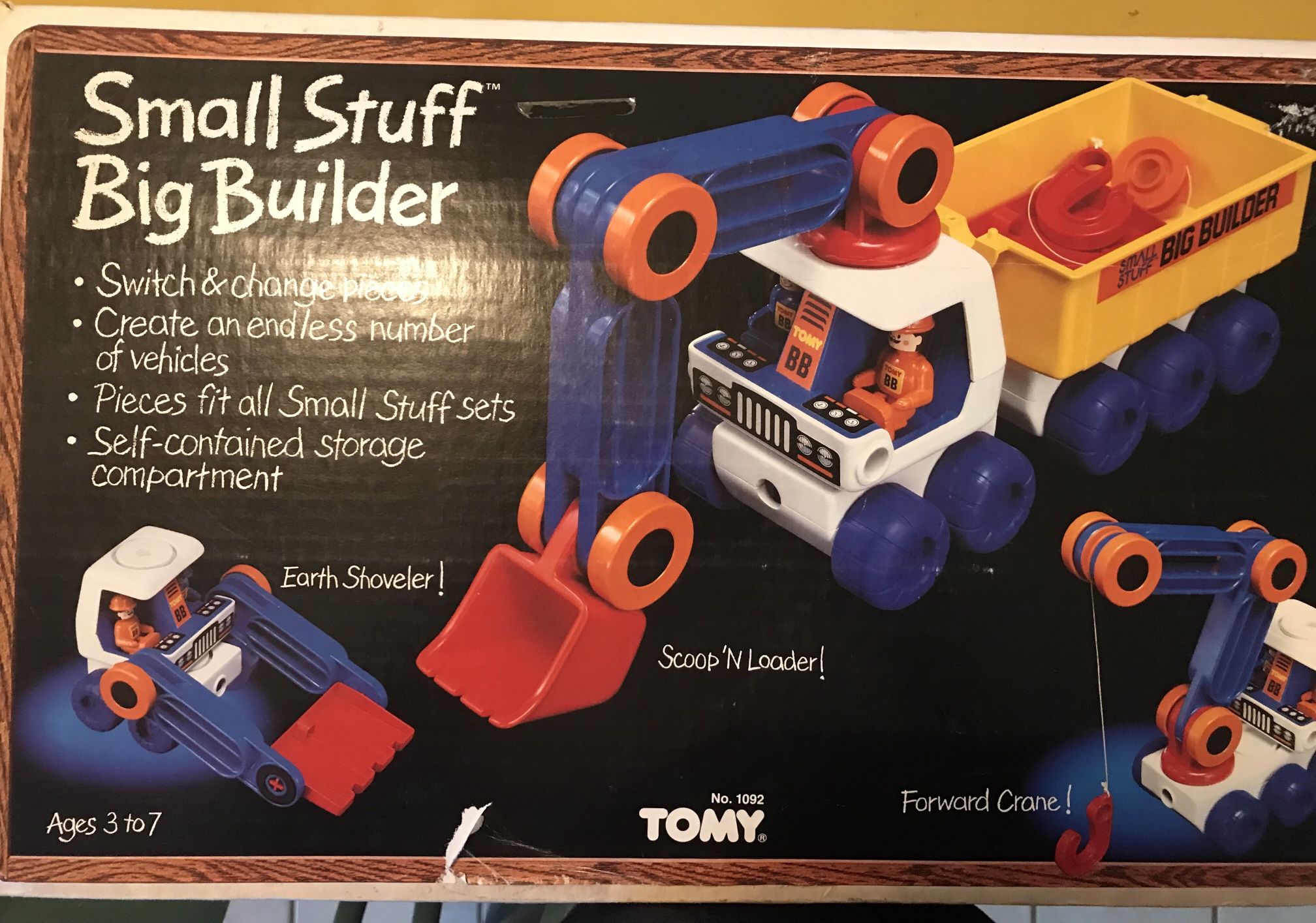 Vintage Tomy Small Stuff Big Builder with box 1984, also Tomy Space Shuttle pieces $10