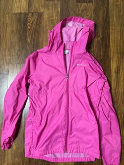 Columbia Girls XL Pink  Hooded Rain Jacket Nylon Windbreaker Lightweight
