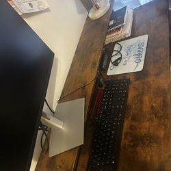 Computer Desk And Chair Lamp And Computer Monitor 