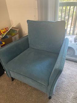 Modern Blue Accent Chair – Upholstered Armchair – Great Condition