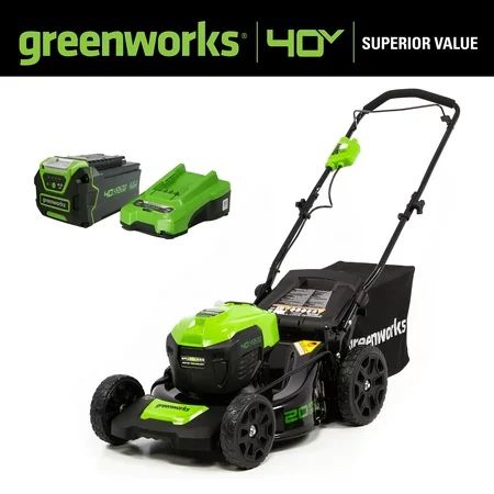 Greenworks 40V 20 inch Brushless Walk Behind Push Lawn Mower W/40