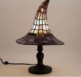 Tiffany-Style Witch Hat Stained Glass Table Lamp