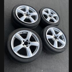 4 — 255/40r18 5x112 5x4.41 Stock Mercedes CLS Staggered Wheels Rims Good Treads Tires!