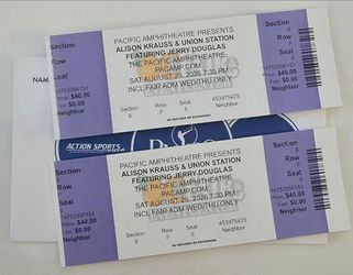 2 tickets Alison Krauss and Union Station 8/29
