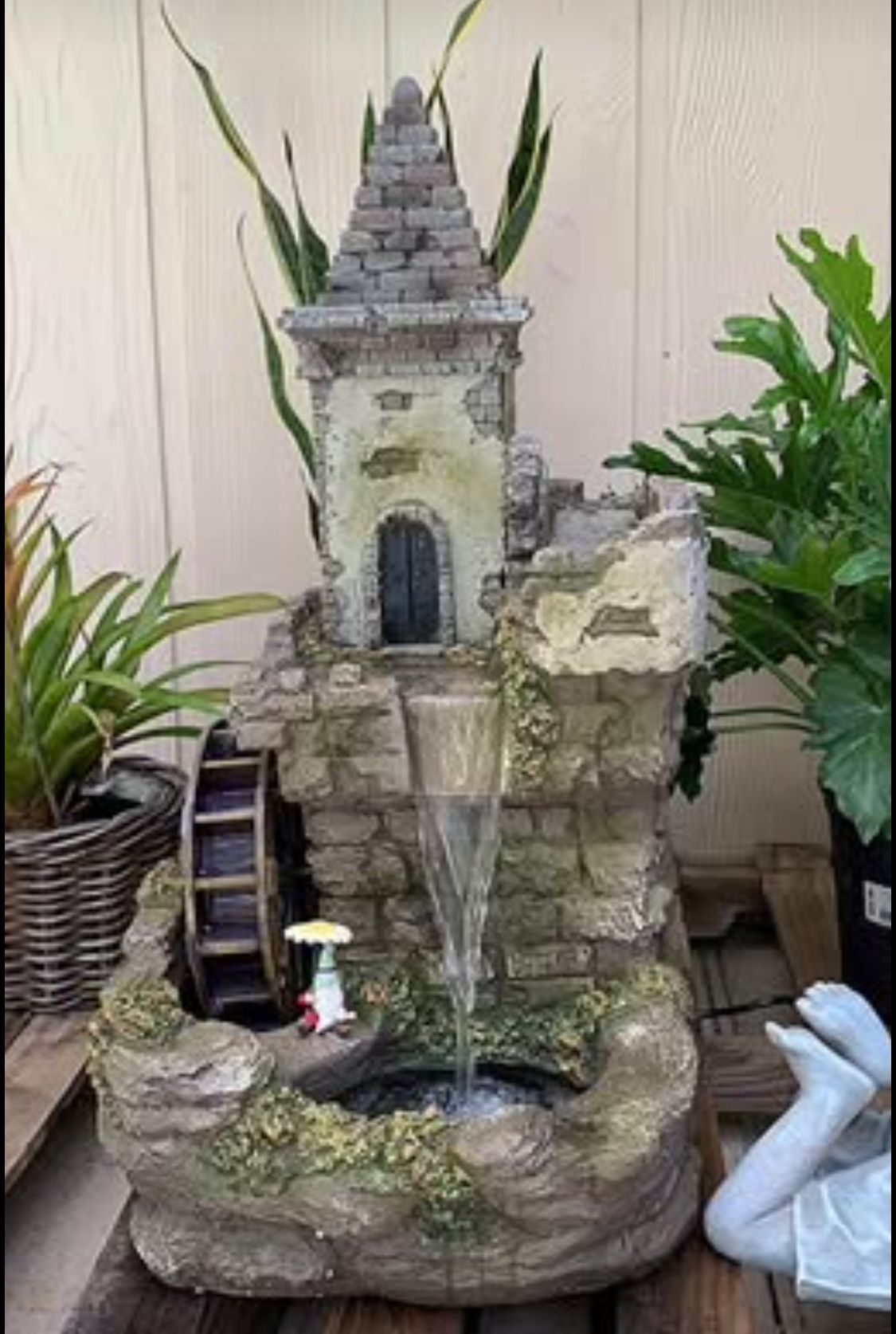 Castle Fountain With Spinning Wheel